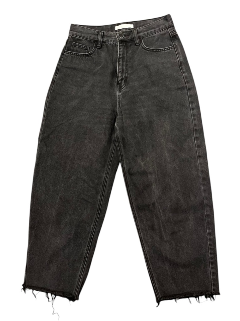 Oak + Fort Black Barrel Leg Jeans | Size 27 | Raw Hem